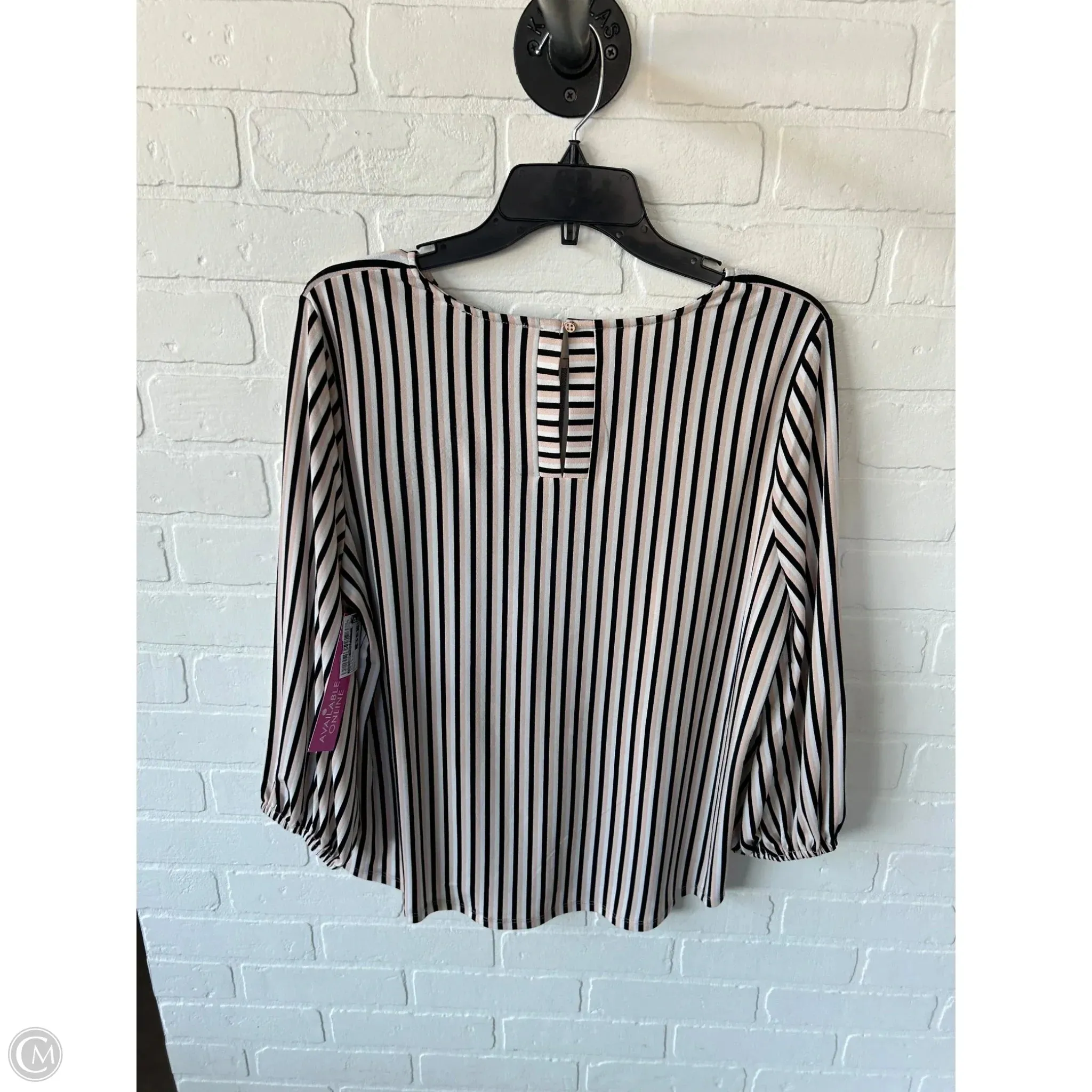 Top Long Sleeve By Adrianna Papell In Black & Pink, Size: L