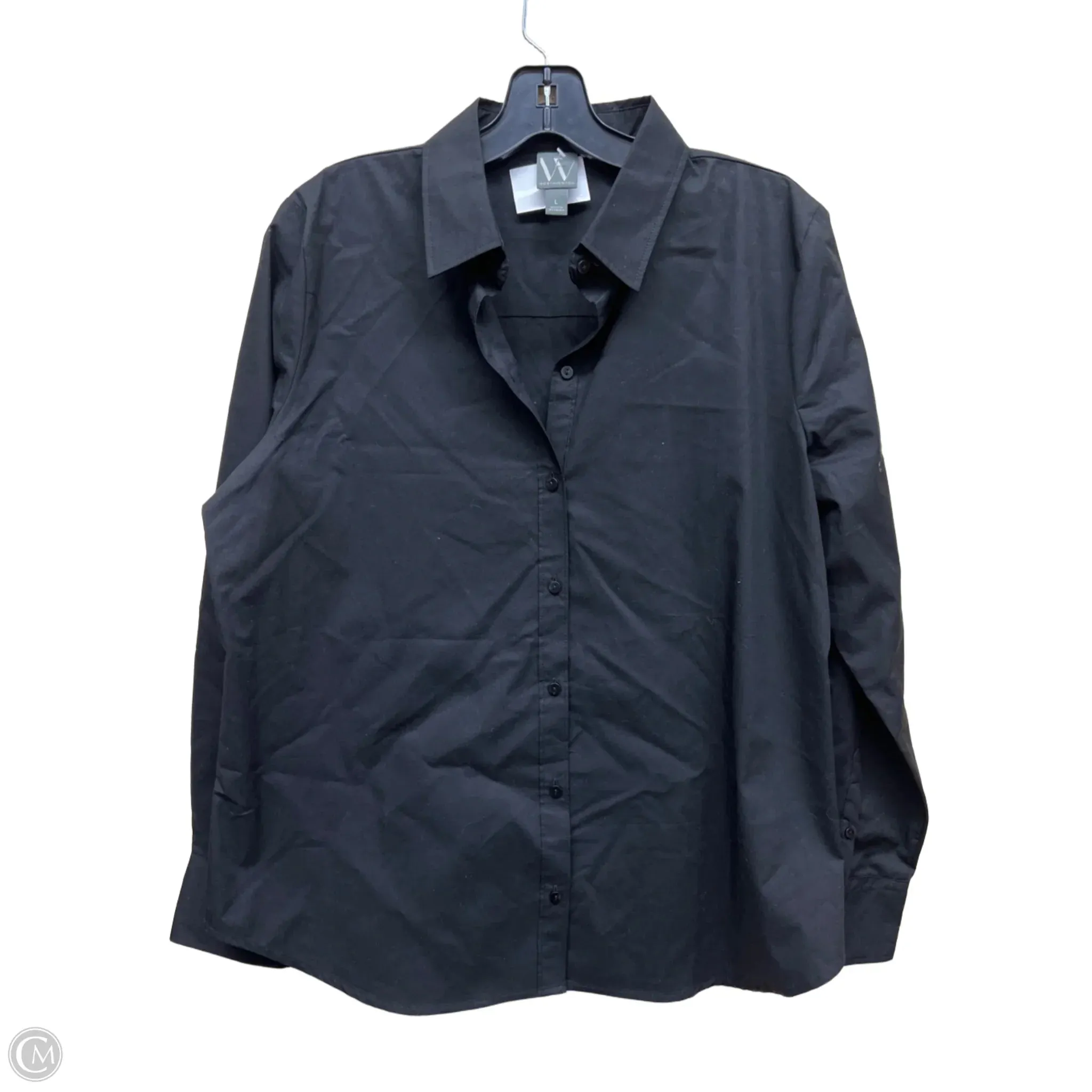 Top Long Sleeve By Worthington In Black, Size: L