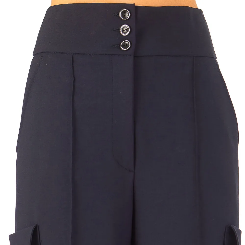 Women's high-waisted cargo pants Navy