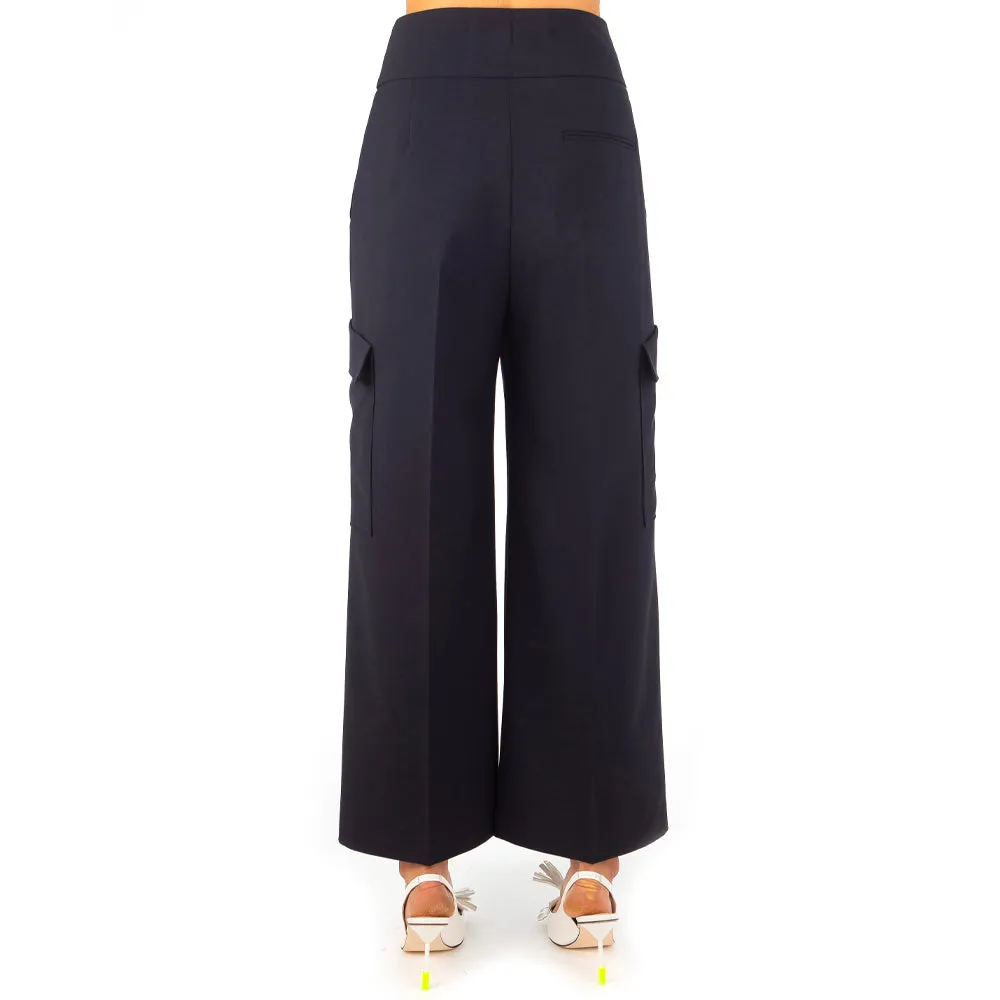 Women's high-waisted cargo pants Navy
