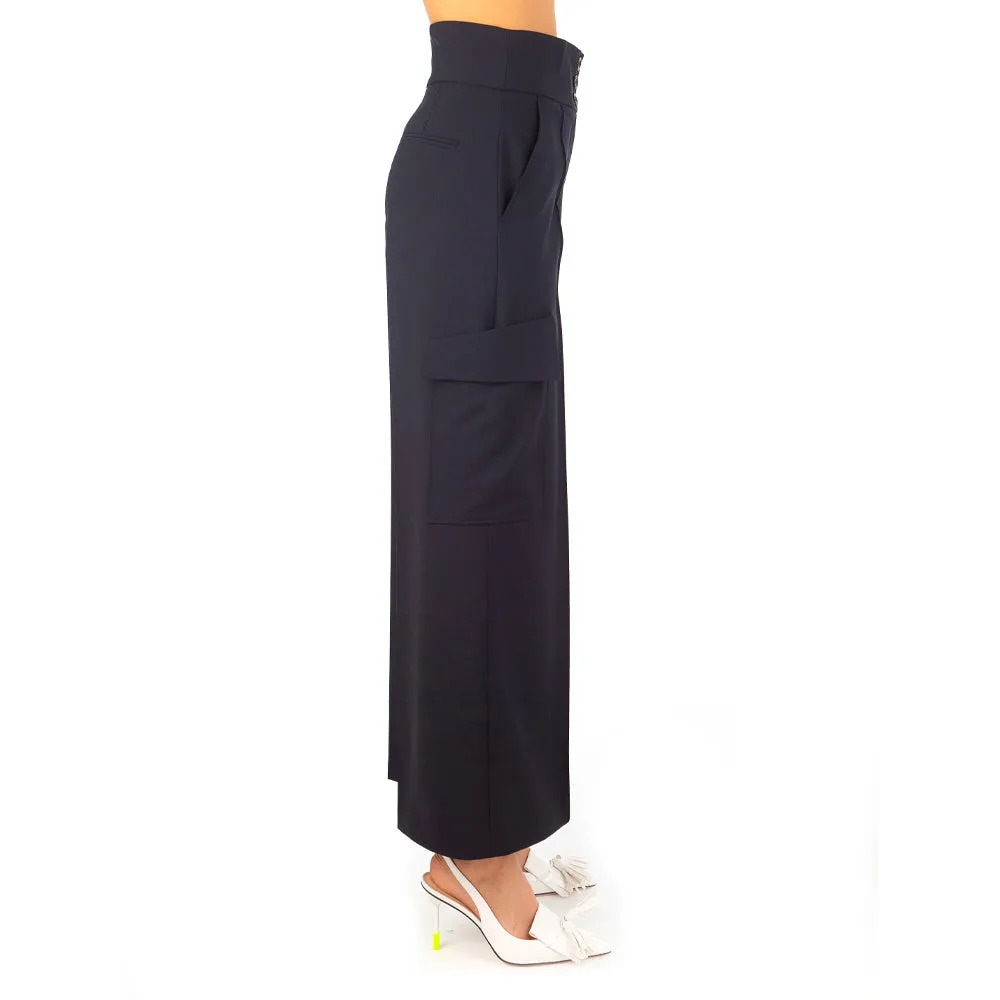 Women's high-waisted cargo pants Navy