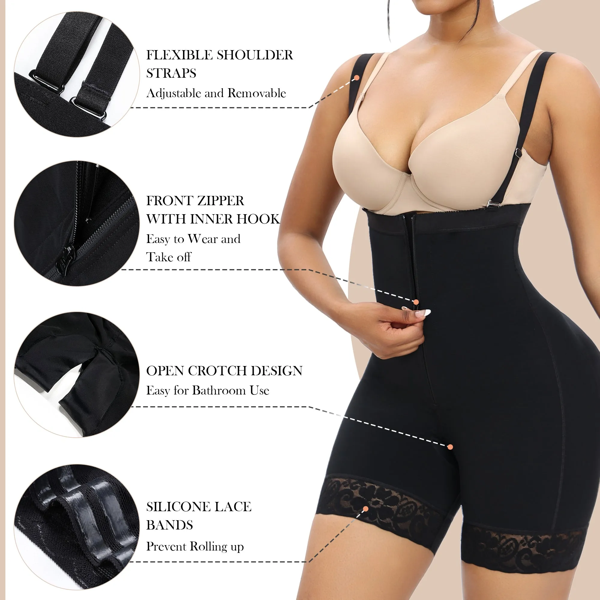 YIANNA Shapewear for Women Tummy Control Fajas Colombianas Post Surgery Body Shaper Open Bust Bodysuit…